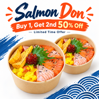 Salmon Don Duo – 2 Bowls, 2nd 50% Off