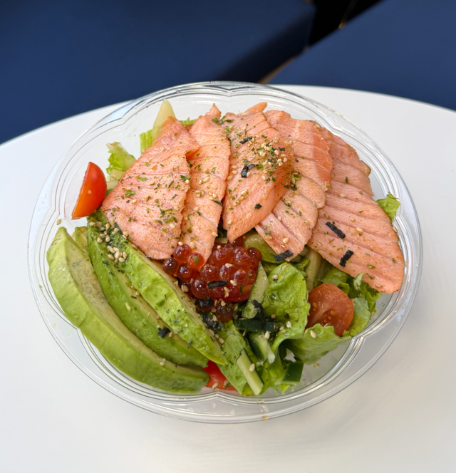 Seared Salmon Avocado Salad.